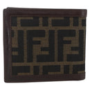 FENDI Zucca Canvas Wallet Black Brown Black Brown Auth 158179-2