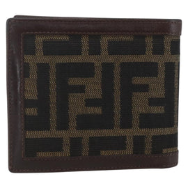 FENDI Zucca Canvas Wallet Black Brown Black Brown Auth 158179 - 0