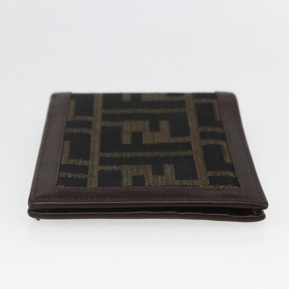 FENDI Zucca Canvas Wallet Black Brown Black Brown Auth 158179