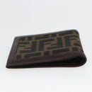 FENDI Zucca Canvas Wallet Black Brown Black Brown Auth 158179-5