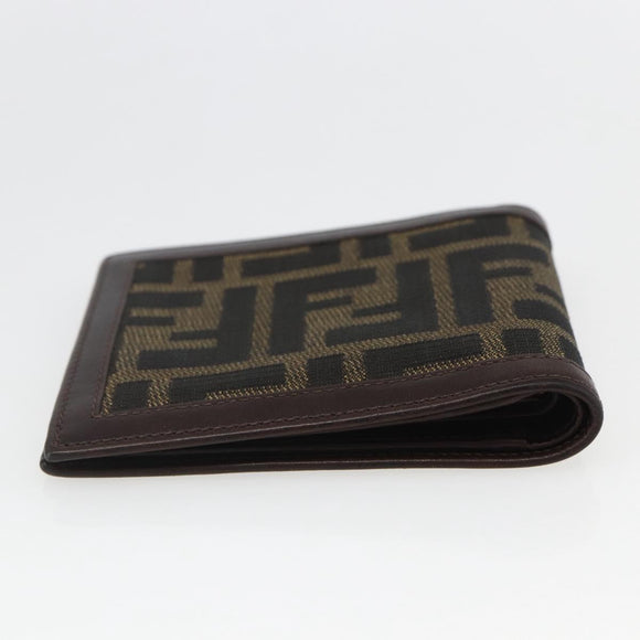 FENDI Zucca Canvas Wallet Black Brown Black Brown Auth 158179
