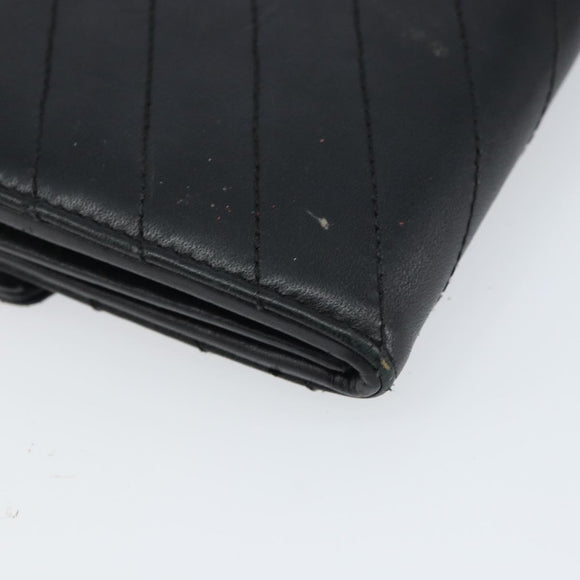 SAINT LAURENT Cassandra Long Wallet Leather Black Silver Auth 158181