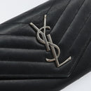 SAINT LAURENT Cassandra Long Wallet Leather Black Silver Auth 158181-12