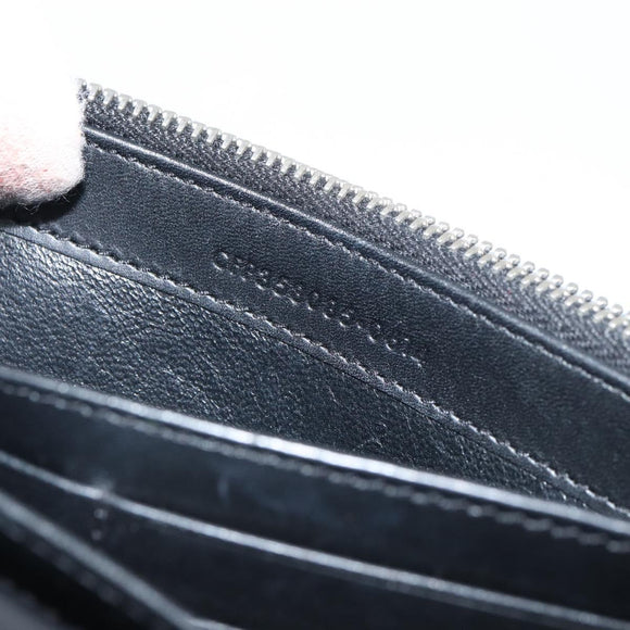 SAINT LAURENT Cassandra Long Wallet Leather Black Silver Auth 158181