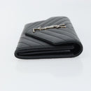 SAINT LAURENT Cassandra Long Wallet Leather Black Silver Auth 158181-4