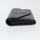 SAINT LAURENT Cassandra Long Wallet Leather Black Silver Auth 158181-5
