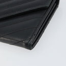 SAINT LAURENT Cassandra Long Wallet Leather Black Silver Auth 158181-8