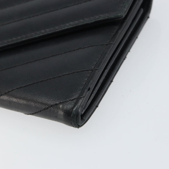 SAINT LAURENT Cassandra Long Wallet Leather Black Silver Auth 158181