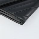 SAINT LAURENT Cassandra Long Wallet Leather Black Silver Auth 158181-9