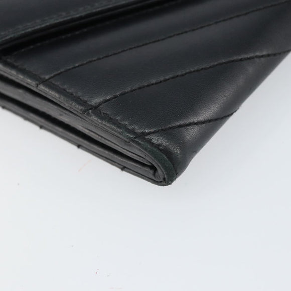 SAINT LAURENT Cassandra Long Wallet Leather Black Silver Auth 158181