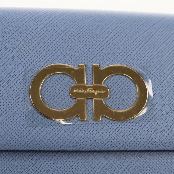 Salvatore Ferragamo Gancini Long Wallet Leather Lavende Silver Auth 158183V