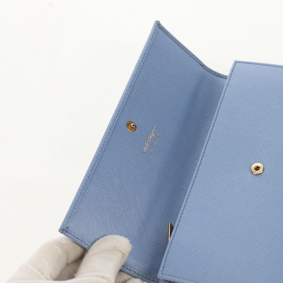 Salvatore Ferragamo Gancini Long Wallet Leather Lavende Silver Auth 158183V