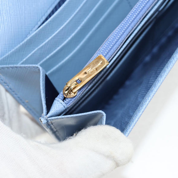 Salvatore Ferragamo Gancini Long Wallet Leather Lavende Silver Auth 158183V