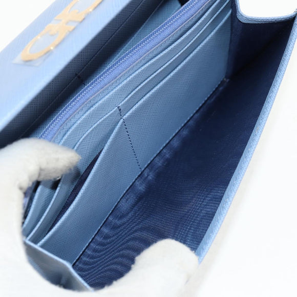 Salvatore Ferragamo Gancini Long Wallet Leather Lavende Silver Auth 158183V