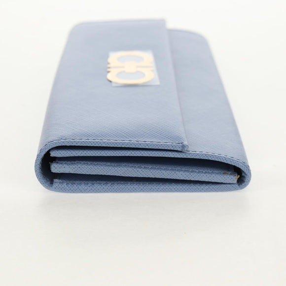 Salvatore Ferragamo Gancini Long Wallet Leather Lavende Silver Auth 158183V