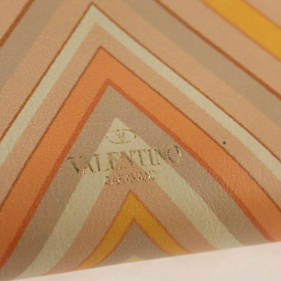 VALENTINO Long Wallet Leather Orange Gold Auth 158184V