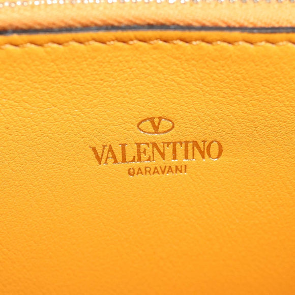 VALENTINO Long Wallet Leather Orange Gold Auth 158184V