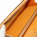VALENTINO Long Wallet Leather Orange Gold Auth 158184V-20
