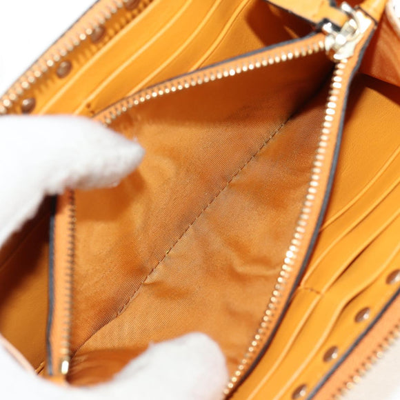 VALENTINO Long Wallet Leather Orange Gold Auth 158184V