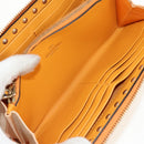 VALENTINO Long Wallet Leather Orange Gold Auth 158184V-22