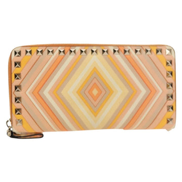 VALENTINO Long Wallet Leather Orange Gold Auth 158184V - 0