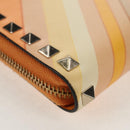 VALENTINO Long Wallet Leather Orange Gold Auth 158184V-8