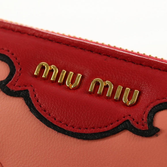 Miu Miu Wallet Leather Red Gold Auth 158185V