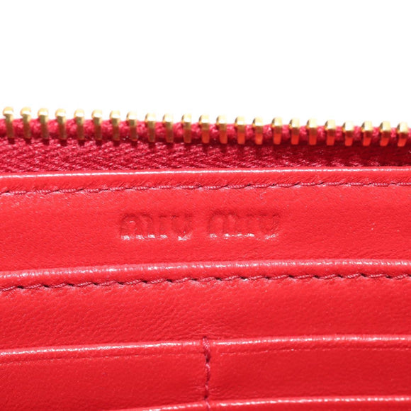 Miu Miu Wallet Leather Red Gold Auth 158185V
