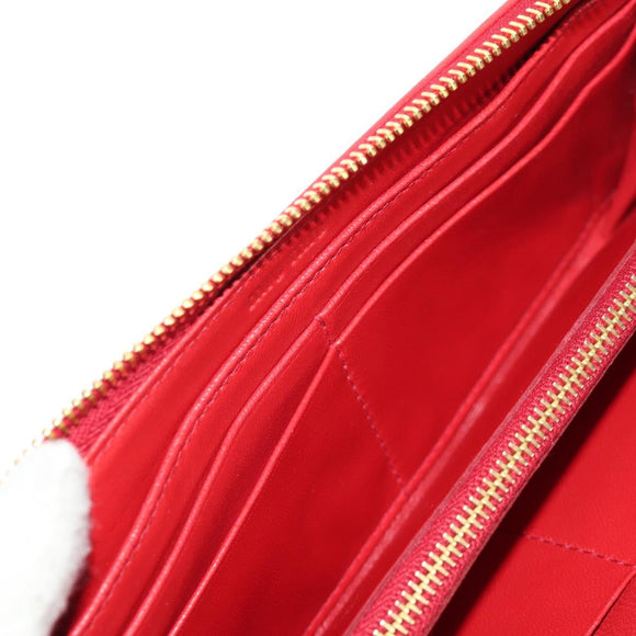 Miu Miu Wallet Leather Red Gold Auth 158185V