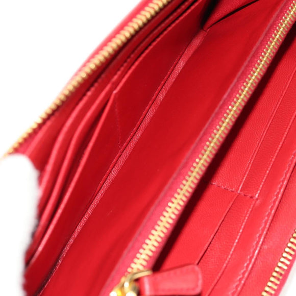 Miu Miu Wallet Leather Red Gold Auth 158185V