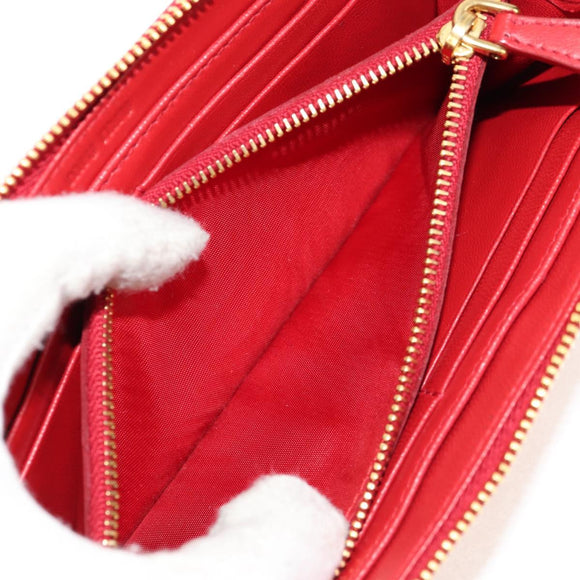 Miu Miu Wallet Leather Red Gold Auth 158185V