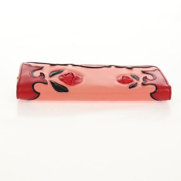 Miu Miu Wallet Leather Red Gold Auth 158185V