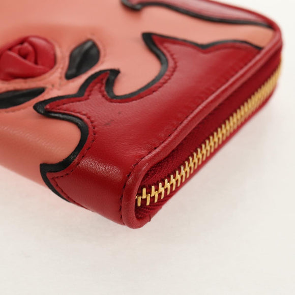 Miu Miu Wallet Leather Red Gold Auth 158185V
