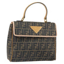 FENDI Zucca Canvas Hand Bag PVC Brown Black Auth 158200-1