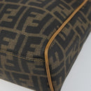 FENDI Zucca Canvas Hand Bag PVC Brown Black Auth 158200-9