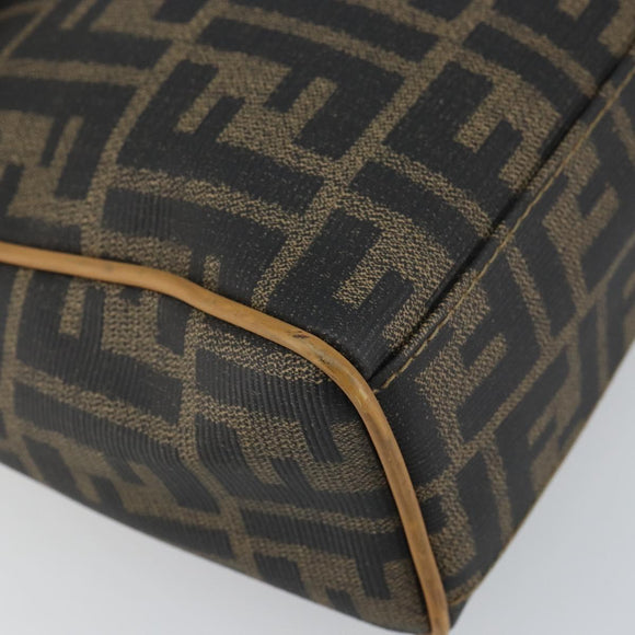 FENDI Zucca Canvas Hand Bag PVC Brown Black Auth 158200