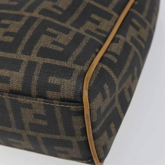 FENDI Zucca Canvas Hand Bag PVC Brown Black Auth 158200