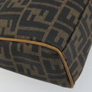 FENDI Zucca Canvas Hand Bag PVC Brown Black Auth 158200-16