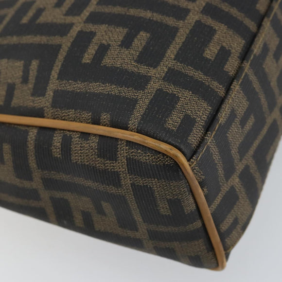 FENDI Zucca Canvas Hand Bag PVC Brown Black Auth 158200