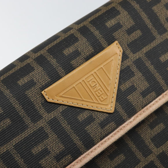 FENDI Zucca Canvas Hand Bag PVC Brown Black Auth 158200