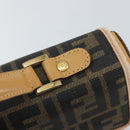 FENDI Zucca Canvas Hand Bag PVC Brown Black Auth 158200-18