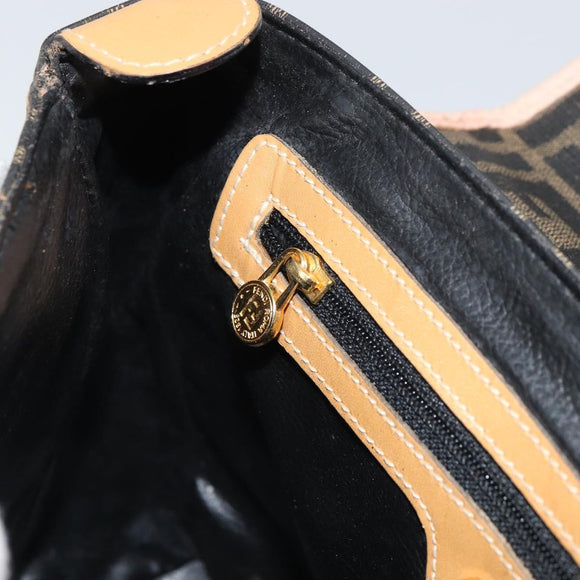 FENDI Zucca Canvas Hand Bag PVC Brown Black Auth 158200