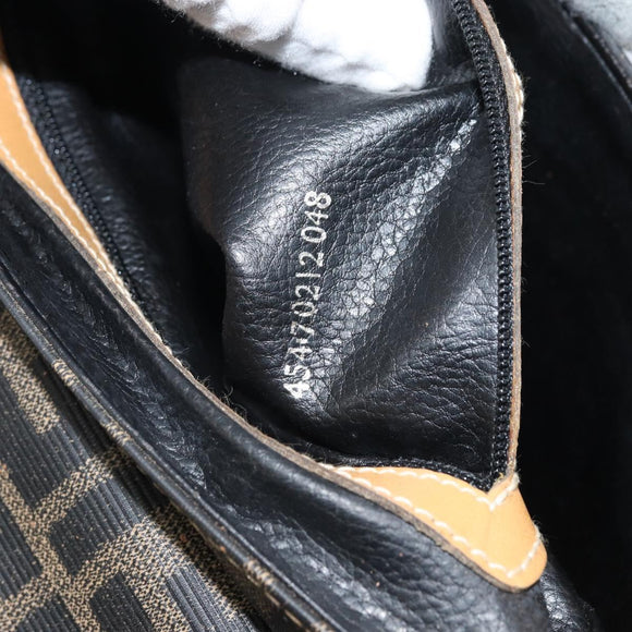 FENDI Zucca Canvas Hand Bag PVC Brown Black Auth 158200