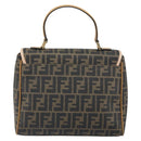FENDI Zucca Canvas Hand Bag PVC Brown Black Auth 158200-2