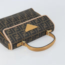 FENDI Zucca Canvas Hand Bag PVC Brown Black Auth 158200-6