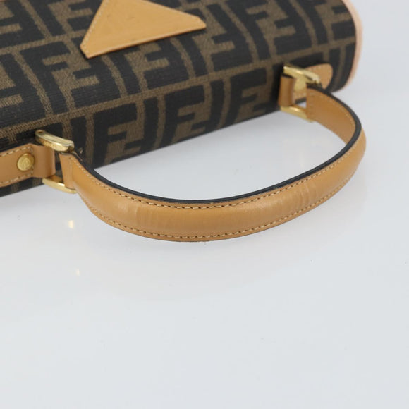 FENDI Zucca Canvas Hand Bag PVC Brown Black Auth 158200