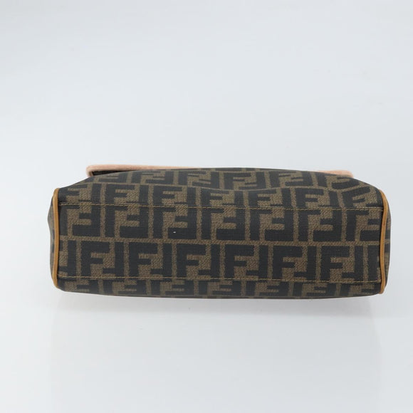 FENDI Zucca Canvas Hand Bag PVC Brown Black Auth 158200