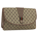 GUCCI GG Supreme Web Sherry Line Bag PVC Beige Gold 156 01 031 Auth 158203-1