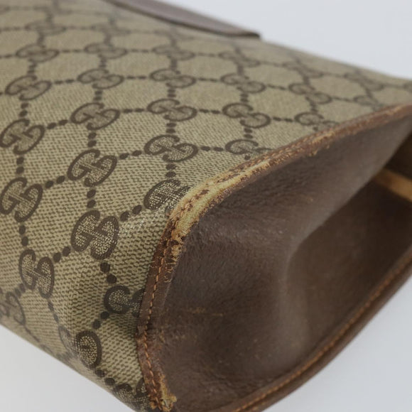 GUCCI GG Supreme Web Sherry Line Bag PVC Beige Gold 156 01 031 Auth 158203