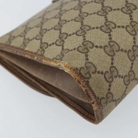 GUCCI GG Supreme Web Sherry Line Bag PVC Beige Gold 156 01 031 Auth 158203